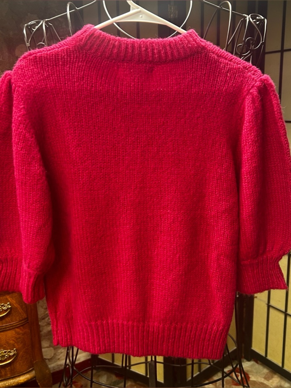 NWT Rebecca Minkoff 'Olive' Short Sleeve Crewneck Sweater In Fuchsia: Size LARGE - Picture 2 of 7